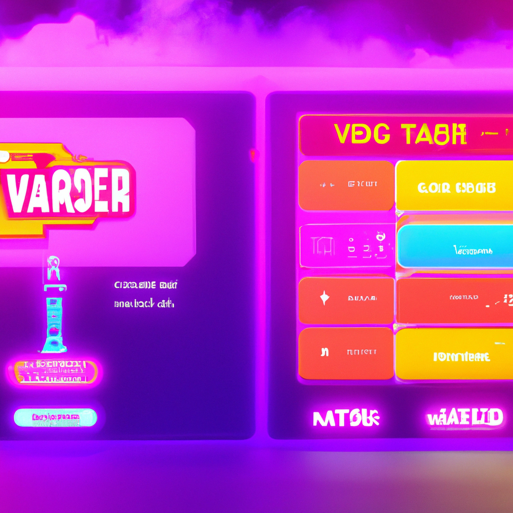 Hero scene: vapor arcade UI with neon game mockups